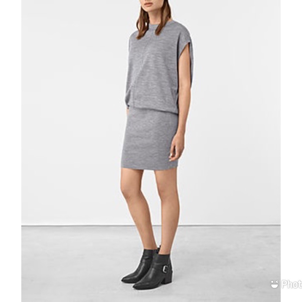 All Saints Dornie Dress Gray Sweater Sz XS Wool Blend